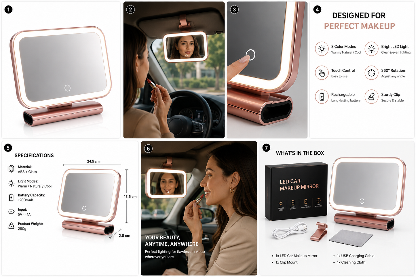 LED Car Visor Mirror – Flawless Makeup Light On the Go