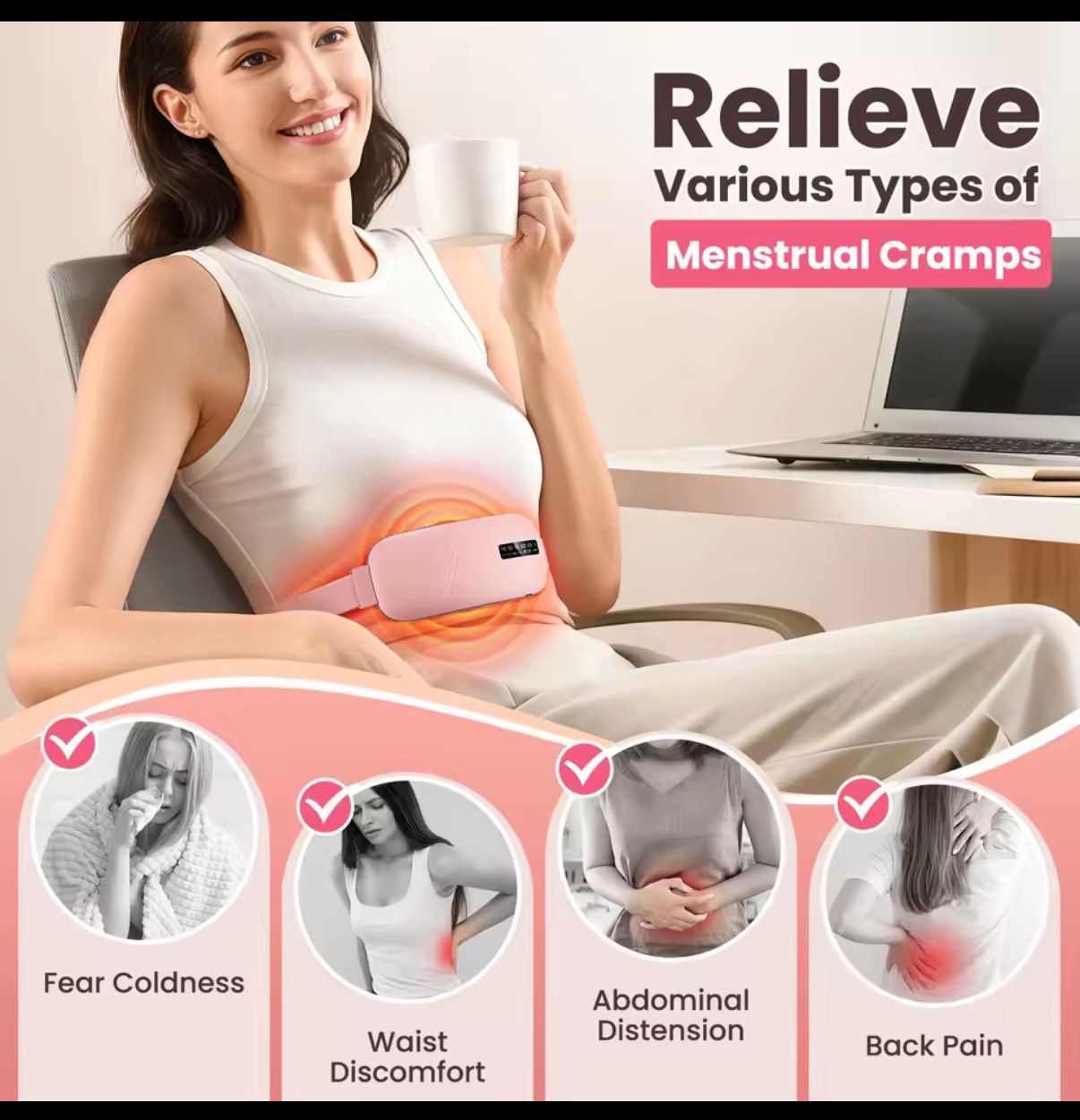 Women’s Period Pain Relief Belt – Electric Heating & Massage Pad for Abdominal Comfort