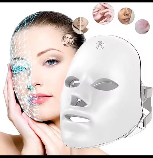 Wireless 7-Color LED Face & Neck Mask – Photon Therapy Skin Rejuvenation & Tightening Device