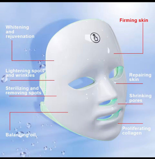 Wireless 7-Color LED Face & Neck Mask – Photon Therapy Skin Rejuvenation & Tightening Device