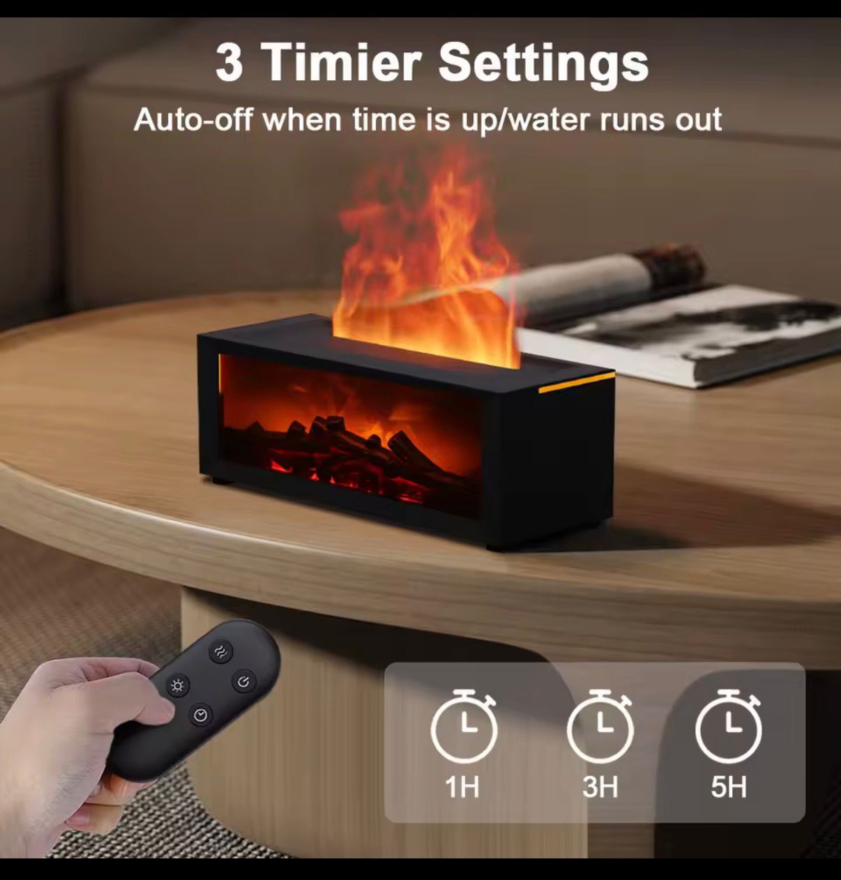 Air Humidifier and Essential Oil Diffuser β Flame Effect, LED Light & Remote