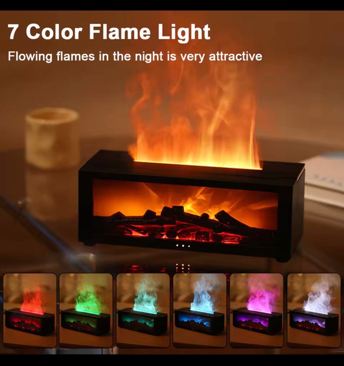 Air Humidifier and Essential Oil Diffuser β Flame Effect, LED Light & Remote