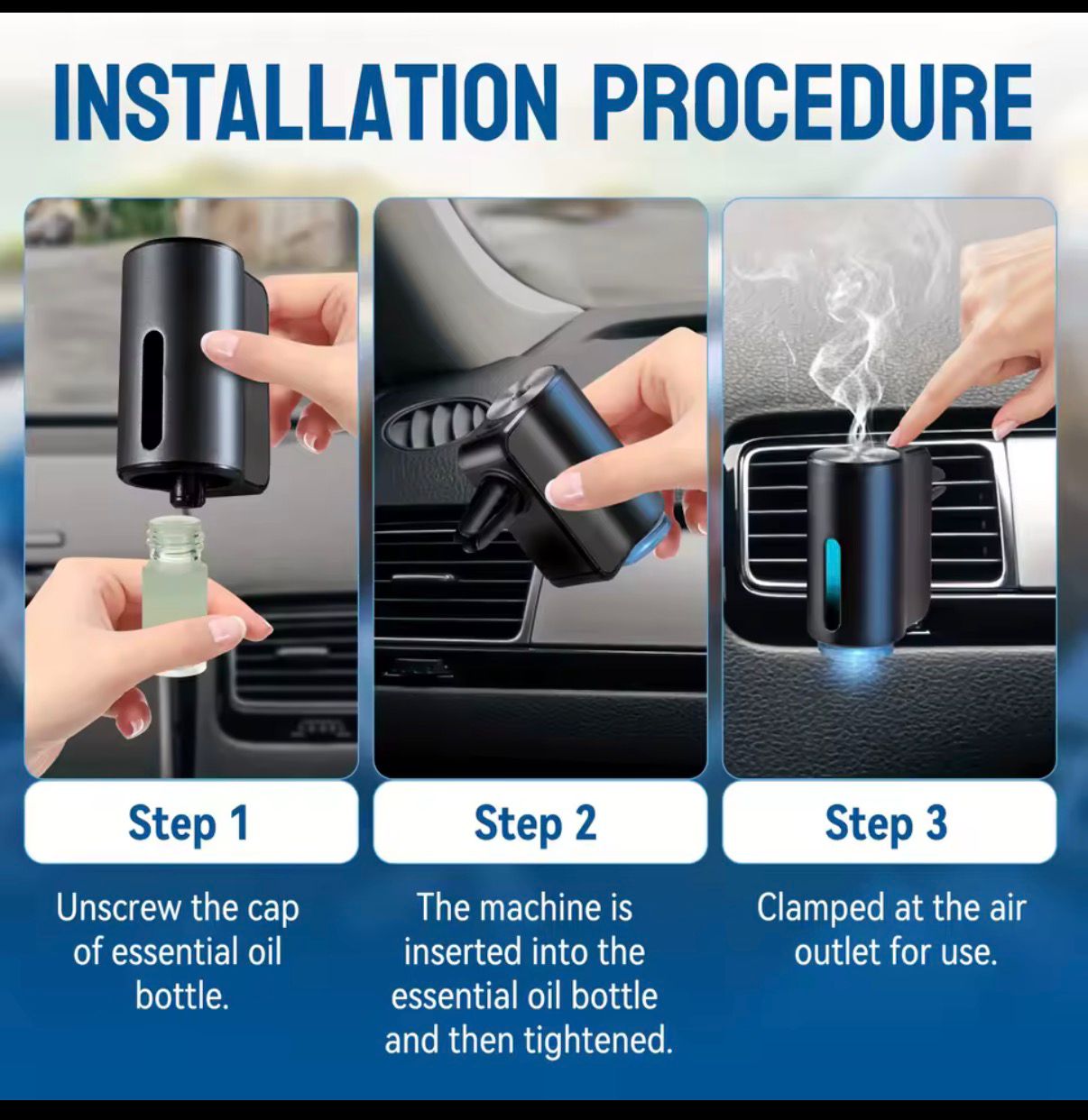 Smart Car Fragrance Diffuser – Rechargeable Air Freshener with Adjustable Scent Modes