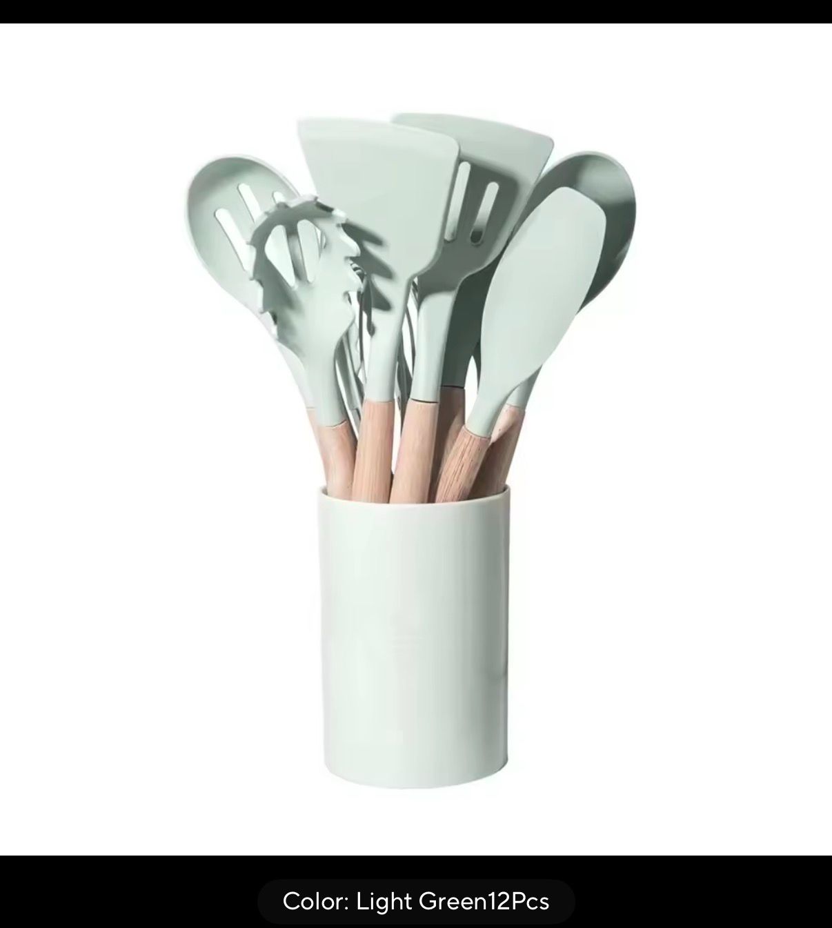 12-Piece Silicone Cooking Utensil Set – Non-Stick Spatulas & Spoons with Wooden Handles