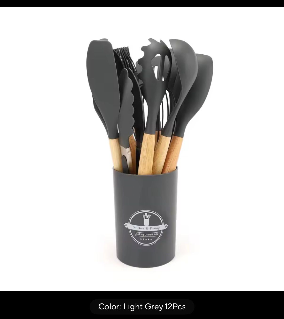 12-Piece Silicone Cooking Utensil Set – Non-Stick Spatulas & Spoons with Wooden Handles