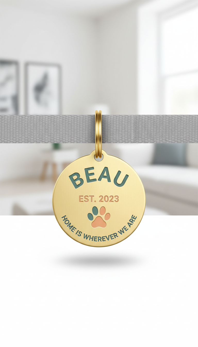 Personalized Pet ID Tag - Classic Gold Round