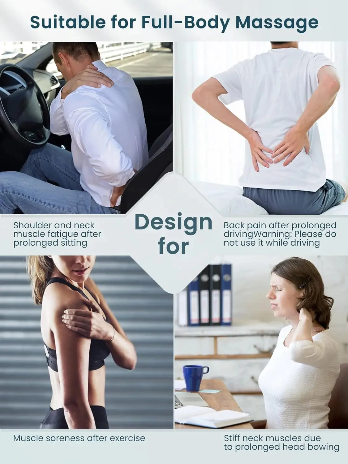 Neck & Shoulder Massager with Heat – Deep Kneading Relief Pillow