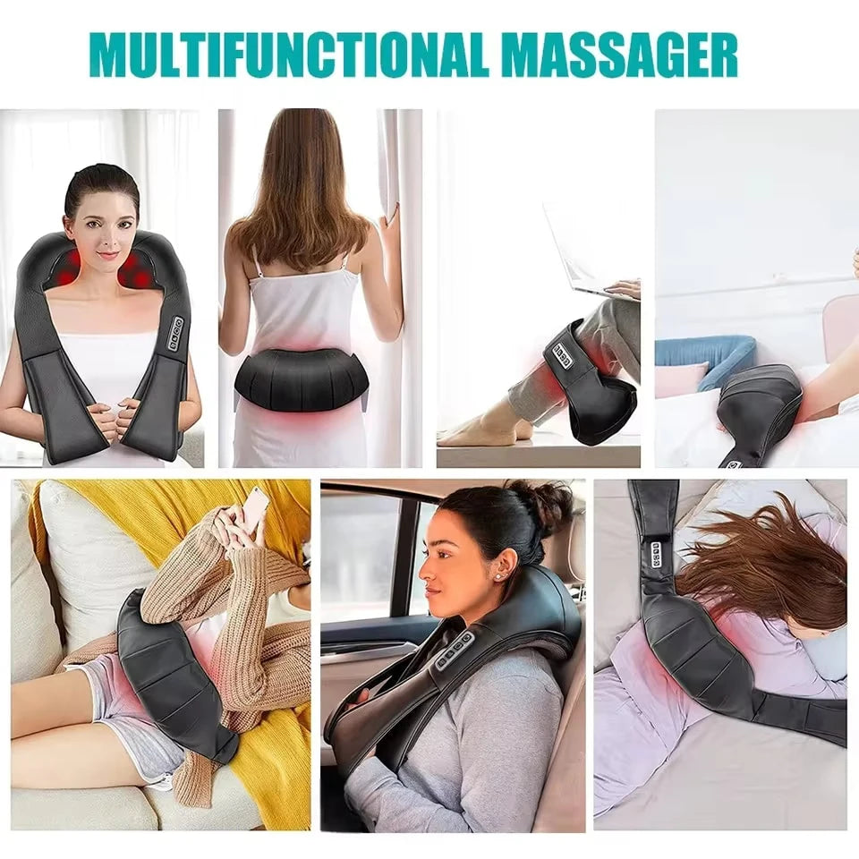 Neck & Shoulder Massager with Heat – Deep Kneading Relief Pillow
