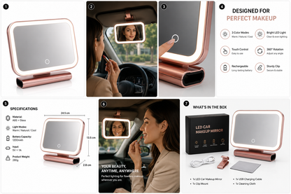 LED Car Visor Mirror – Flawless Makeup Light On the Go