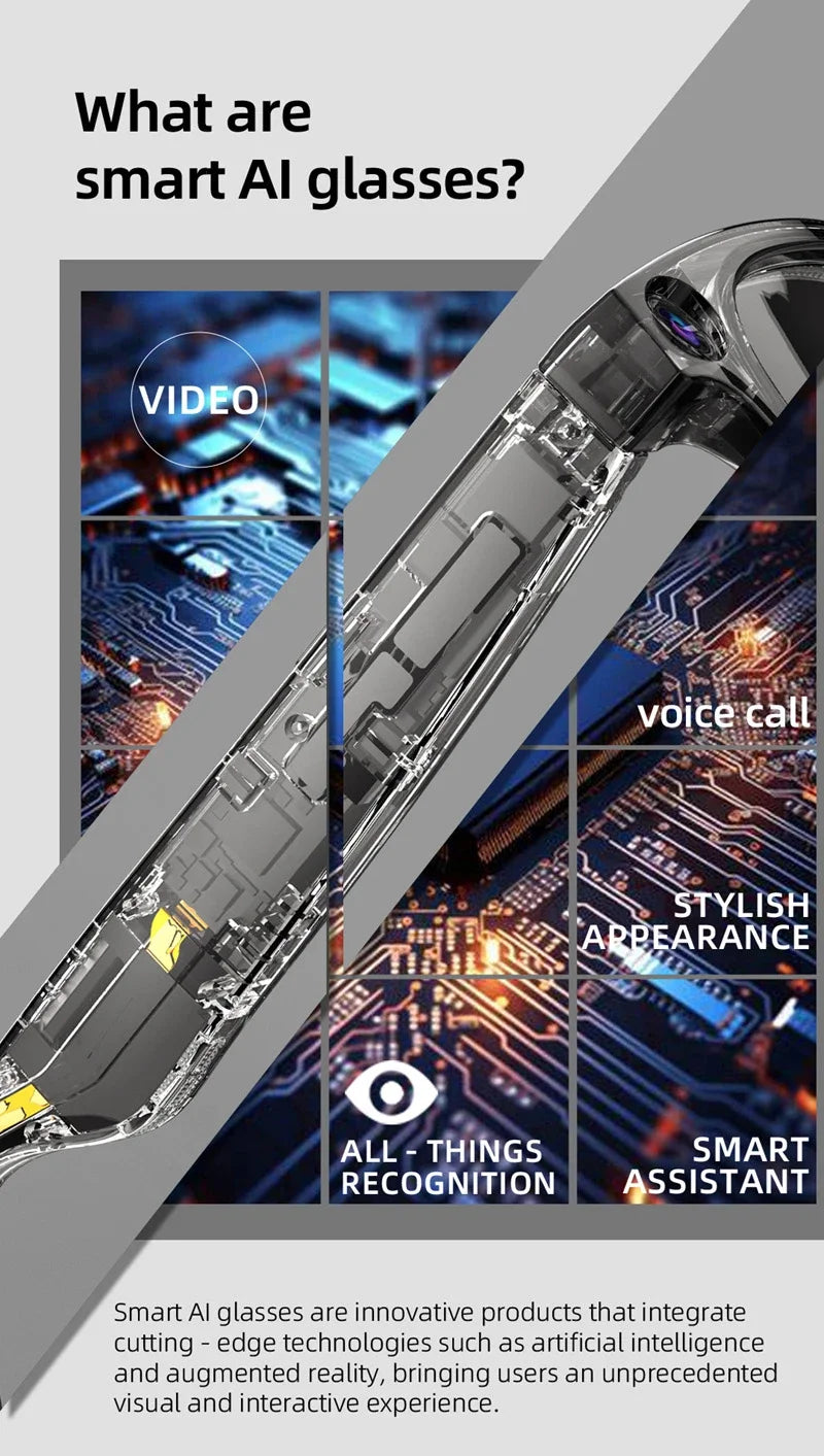 Smart AI Glasses 4K with 8MP HD Camera, Bluetooth Audio, Voice Calls & Real-Time Translation