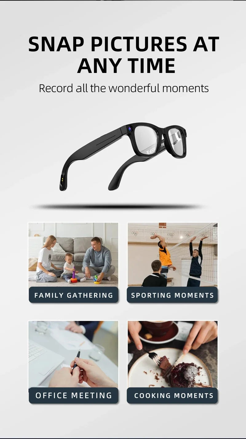 Smart AI Glasses 4K with 8MP HD Camera, Bluetooth Audio, Voice Calls & Real-Time Translation
